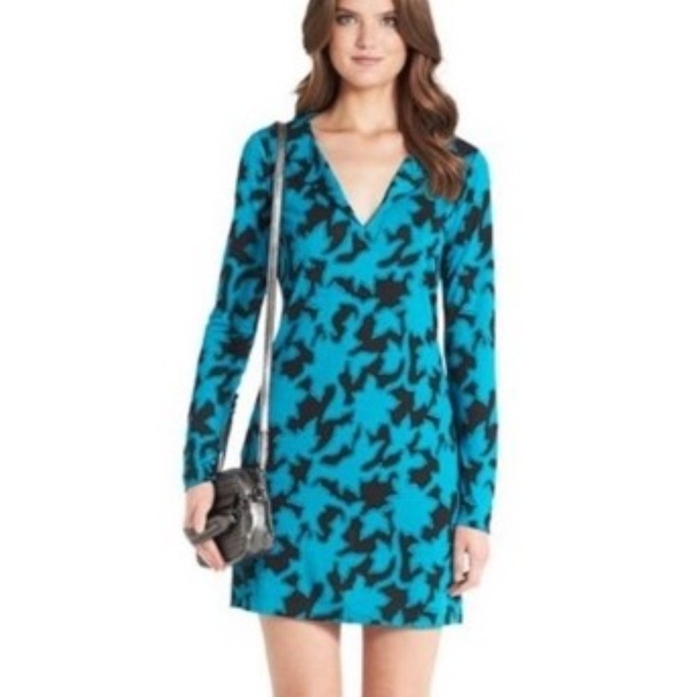 DVF Diane von Furstenberg Reina Vine Teal vintage tunic dress silk New 0